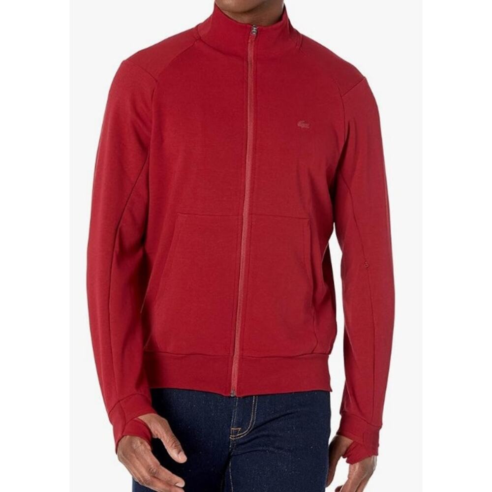 Lacoste Men's High Neck Zip-Up Sweatshirt Turkey Red 2XL